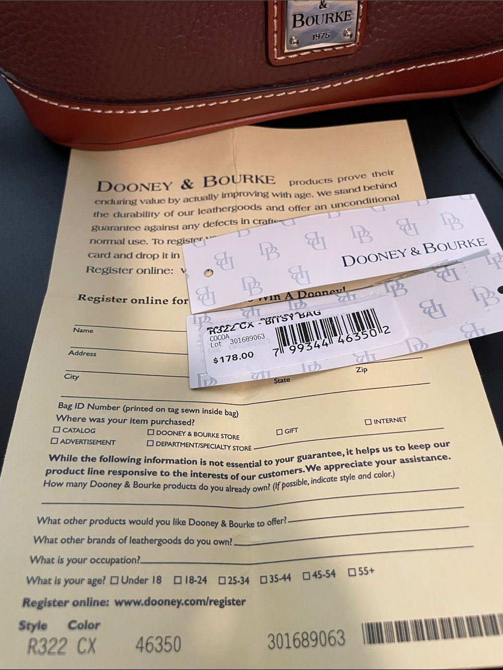 Dooney & Bourke Bitsy Zip Zip Pebble Leather Satchel in Cocoa - Picture 12 of 12